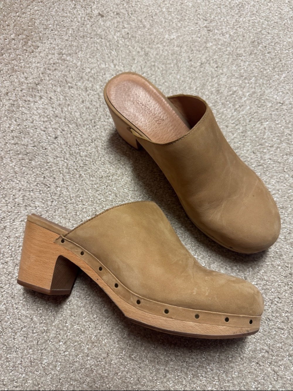 Madewell Leather Tan Mule Heel Clogs
